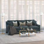 Mid-Century Glam Coffee Table with Gold Accents for Living Room
