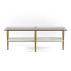 Mid-Century Glam Coffee Table with Gold Accents for Living Room
