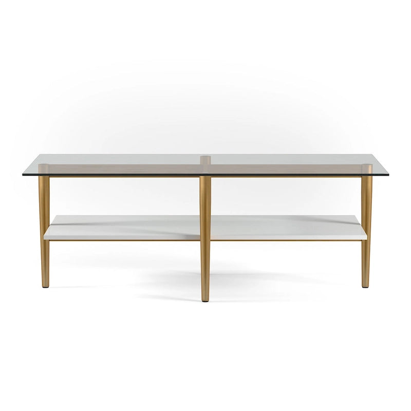 Mid-Century Glam Coffee Table with Gold Accents for Living Room