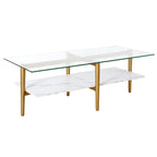 Mid-Century Glam Coffee Table with Gold Accents for Living Room