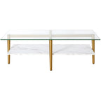 Mid-Century Glam Coffee Table with Gold Accents for Living Room
