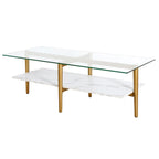 Mid-Century Glam Coffee Table with Gold Accents for Living Room