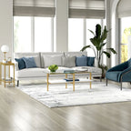 Mid-Century Glam Coffee Table with Gold Accents for Living Room