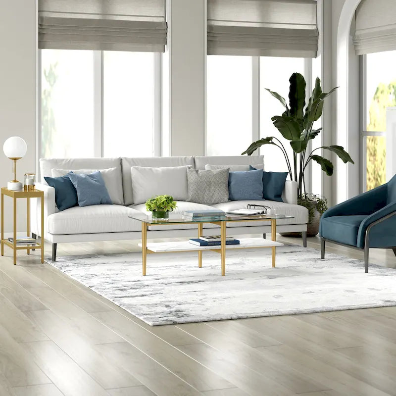 Mid-Century Glam Coffee Table with Gold Accents for Living Room