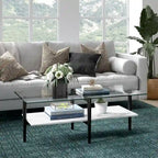 Mid-Century Glam Coffee Table with Gold Accents for Living Room