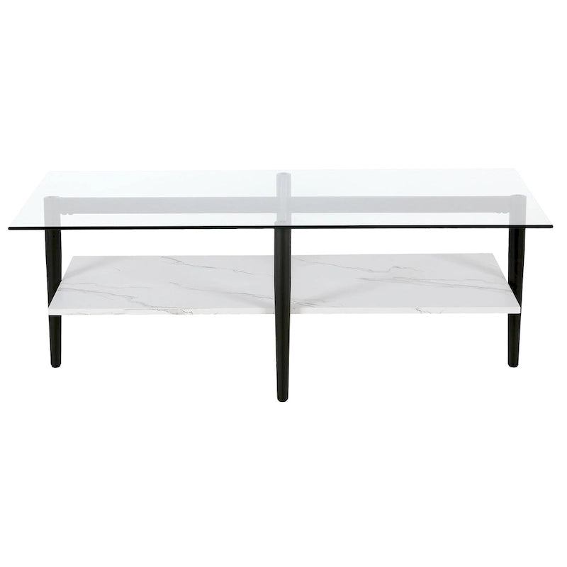 Mid-Century Glam Coffee Table with Gold Accents for Living Room