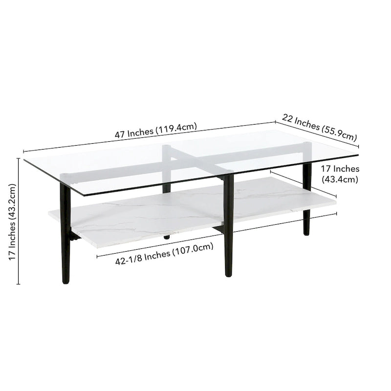 Mid-Century Glam Coffee Table with Gold Accents for Living Room