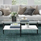 Mid-Century Glam Coffee Table with Gold Accents for Living Room
