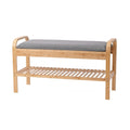 Natural Bamboo Shoe Bench 35.5x13x20 for Entryway and Hallway