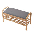 Natural Bamboo Shoe Bench 35.5x13x20 for Entryway and Hallway