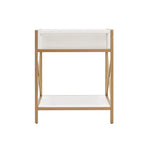 Mixed Metal and Wood Drawer End Table with Open Shelf