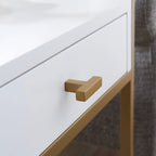 Mixed Metal and Wood Drawer End Table with Open Shelf
