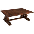 Solid Wood Rectangular Coffee Table with Carved Detail for Living Room