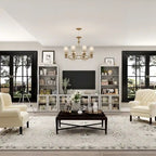 Media Console Glass Doors Modern Living Spaces Entertainment Center - 126x70.9