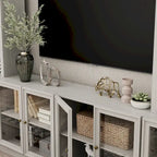 Media Console Glass Doors Modern Living Spaces Entertainment Center - 126x70.9