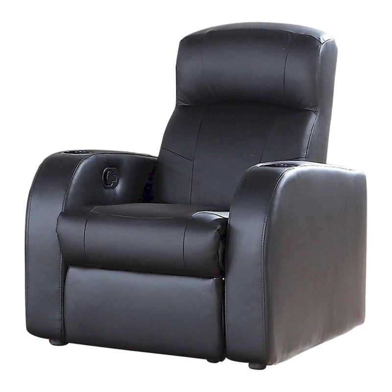Black 3-Seater Home Theater Sofa with 2 Wedge Consoles
