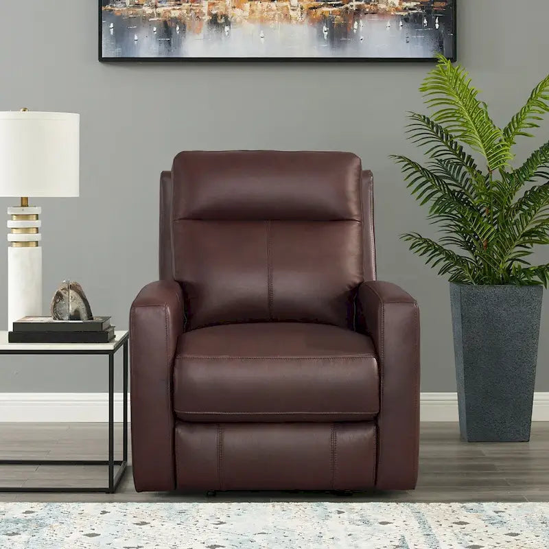 Zero Gravity Power Recliner with Adjustable Headrest in Top Grain Leather