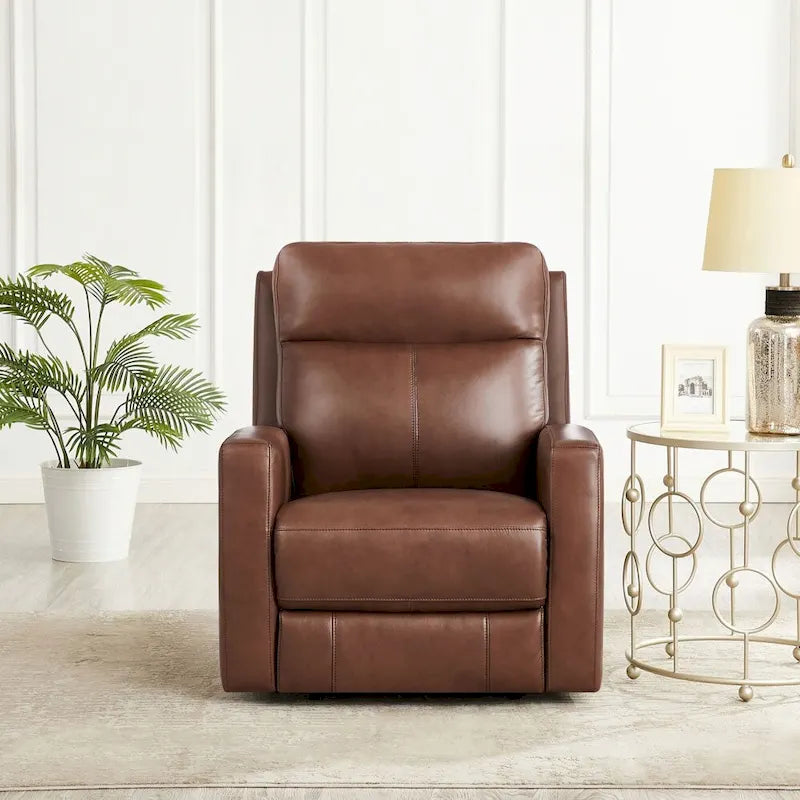 Fauteuil inclinable zéro gravité électrique avec appuie-tête réglable en cuir pleine fleur