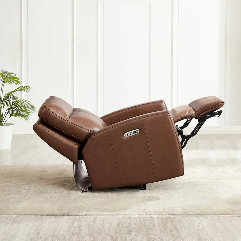 Zero Gravity Power Recliner with Adjustable Headrest in Top Grain Leather