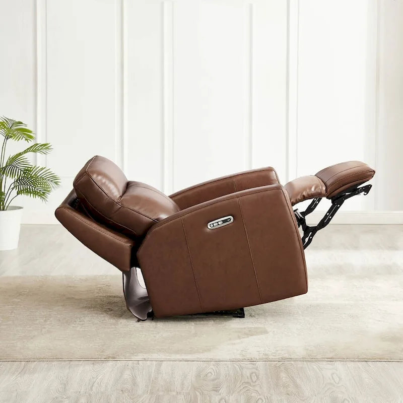Zero Gravity Power Recliner with Adjustable Headrest in Top Grain Leather