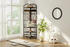 Entryway Corner Hall Tree with Shoe Rack, Coat Rack with 6 Double Hooks, Home Organizer for Entryway, Hallway, Closet, Bedroom