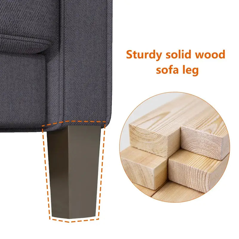 Modern Upholstered Sofa for Living Room with Solid Wood Legs