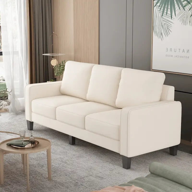 Modern Upholstered Sofa for Living Room with Solid Wood Legs