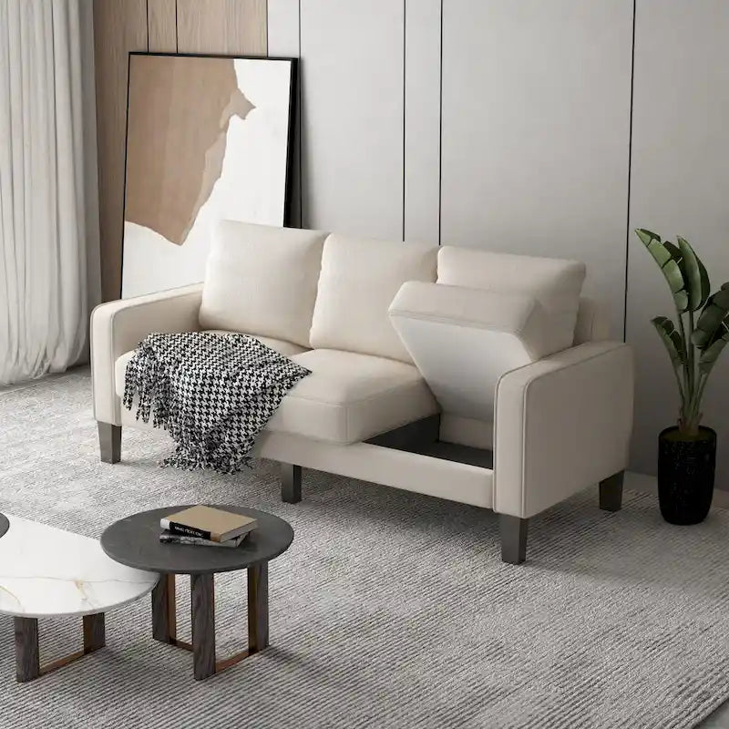 Modern Upholstered Sofa for Living Room with Solid Wood Legs
