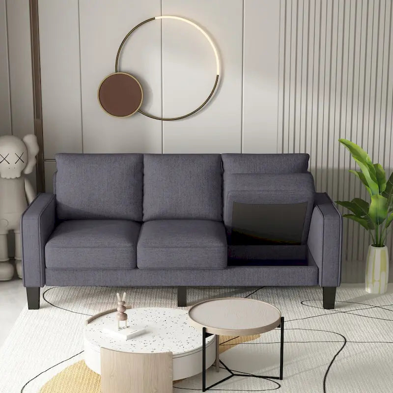 Modern Upholstered Sofa for Living Room with Solid Wood Legs