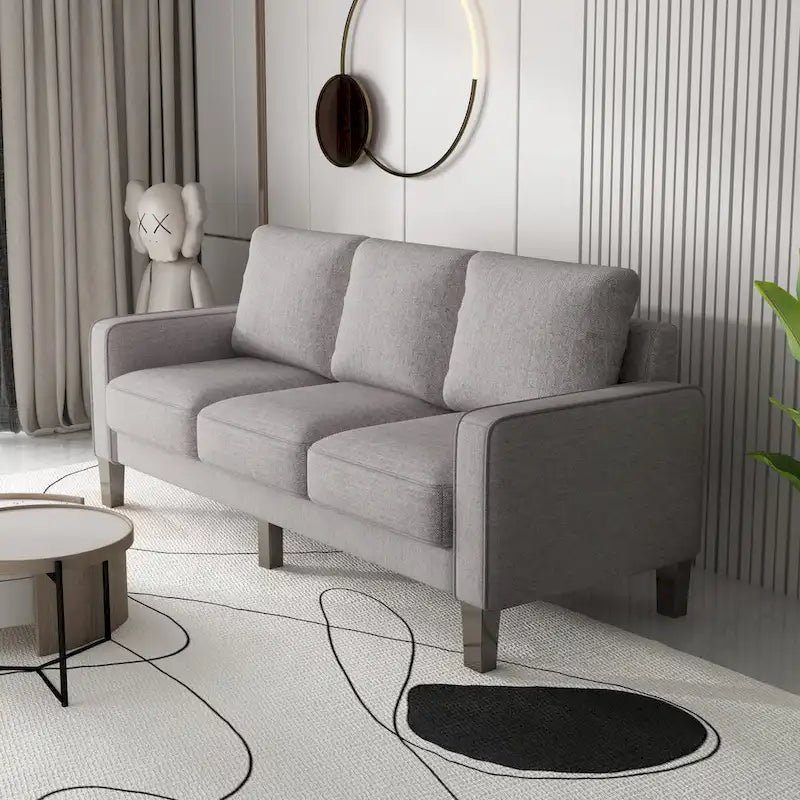 Modern Upholstered Sofa for Living Room with Solid Wood Legs