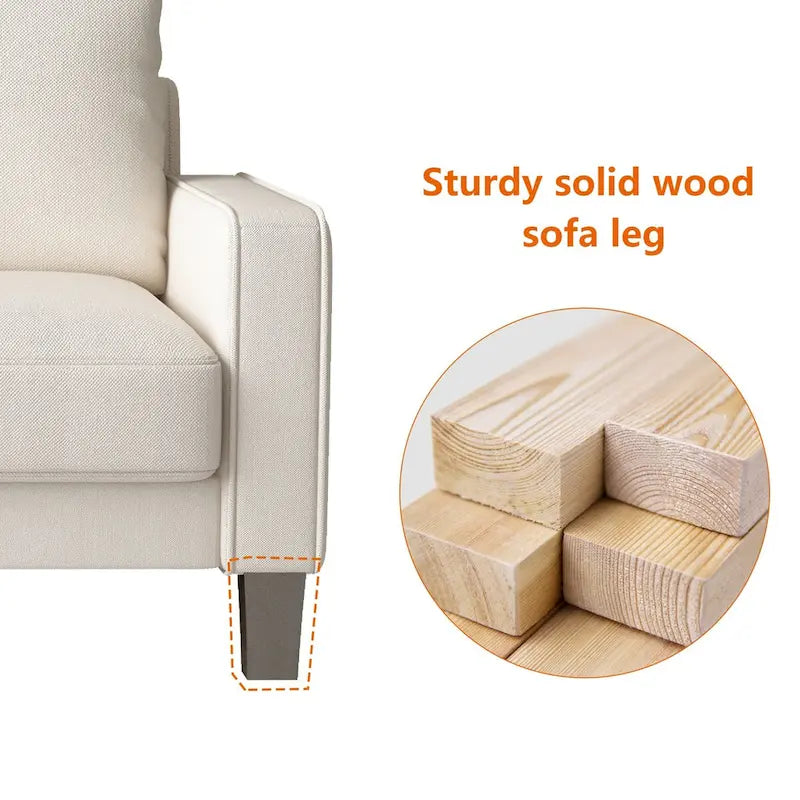 Modern Upholstered Sofa for Living Room with Solid Wood Legs
