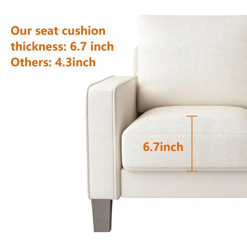 Modern Upholstered Sofa for Living Room with Solid Wood Legs