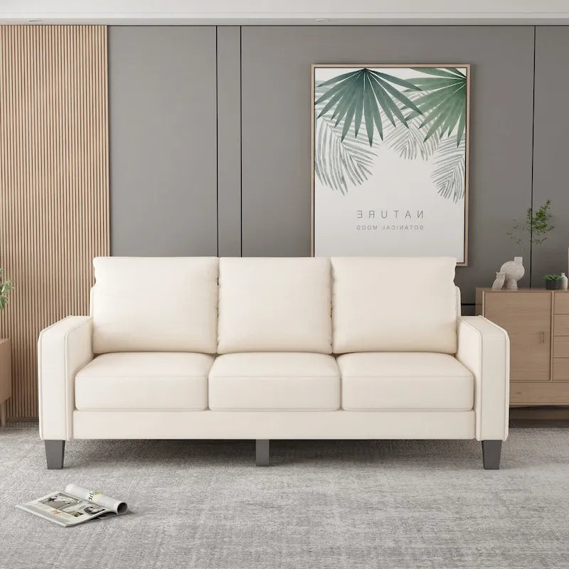 Modern Upholstered Sofa for Living Room with Solid Wood Legs