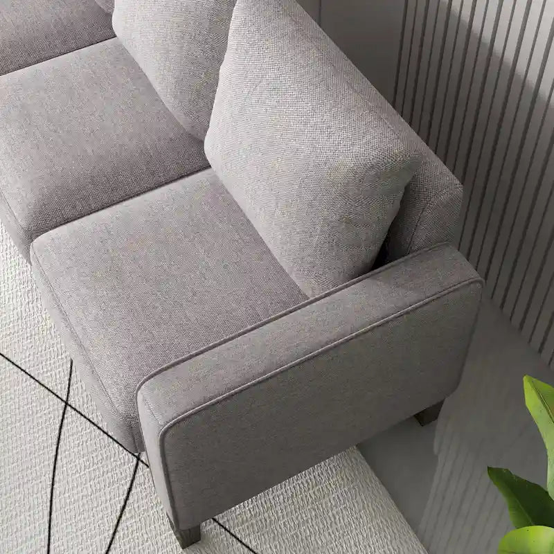 Modern Upholstered Sofa for Living Room with Solid Wood Legs