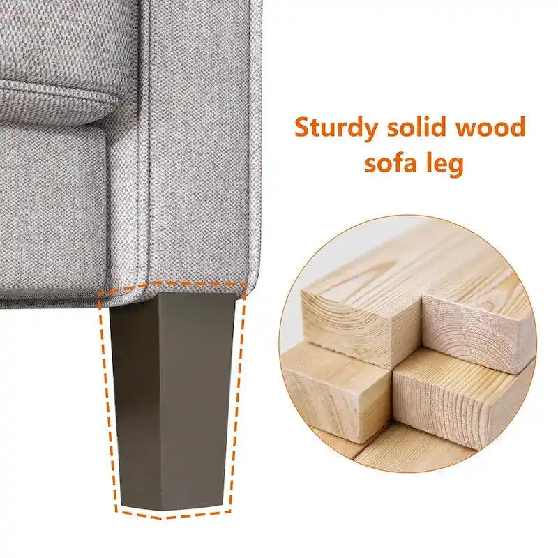 Modern Upholstered Sofa for Living Room with Solid Wood Legs