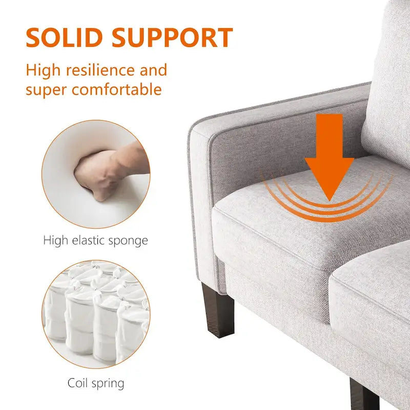 Modern Upholstered Sofa for Living Room with Solid Wood Legs