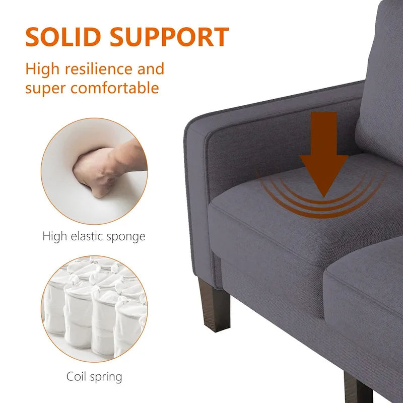 Modern Upholstered Sofa for Living Room with Solid Wood Legs