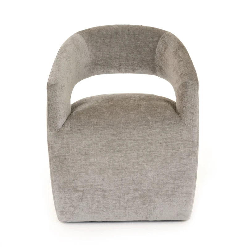 Modern Grey Fabric Upholstered Dining Chair with Wood Legs