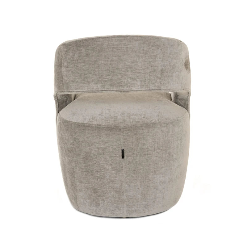 Modern Grey Fabric Upholstered Dining Chair with Wood Legs