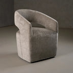 Modern Grey Fabric Upholstered Dining Chair with Wood Legs