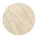 Round Mango Wood Table with 2 Cane Shelves