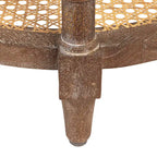 Round Mango Wood Table with 2 Cane Shelves