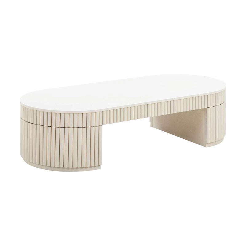Cream Oval Coffee Table for Living Room