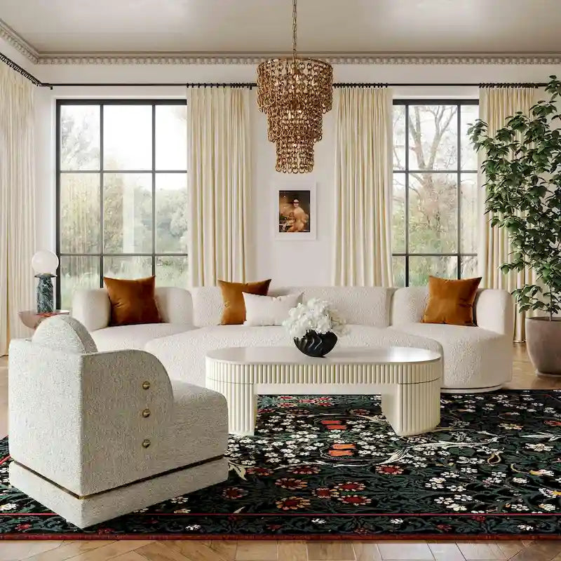 Cream Oval Coffee Table for Living Room