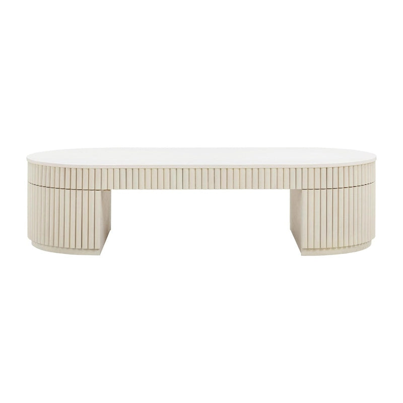 Cream Oval Coffee Table for Living Room