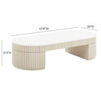 Cream Oval Coffee Table for Living Room