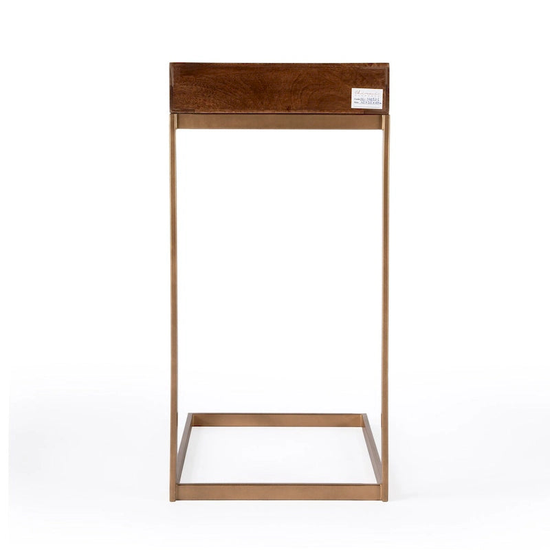 C-Shaped End Table with 1 Drawer for Sofa and Bed Side