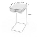 C-Shaped End Table with 1 Drawer for Sofa and Bed Side