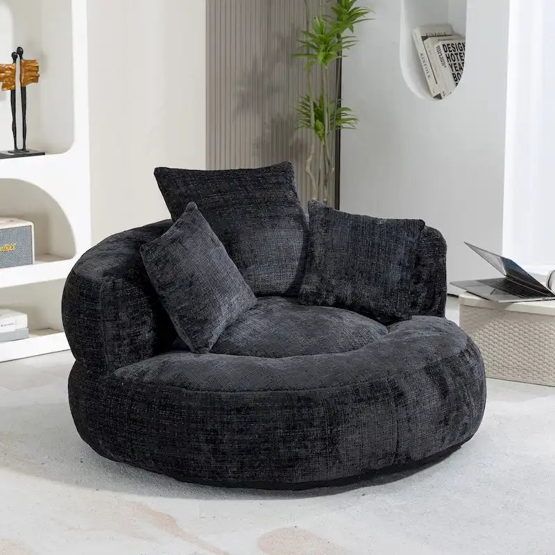 Chenille Upholstered High Back Bean Bag Lounger Chair for Adults