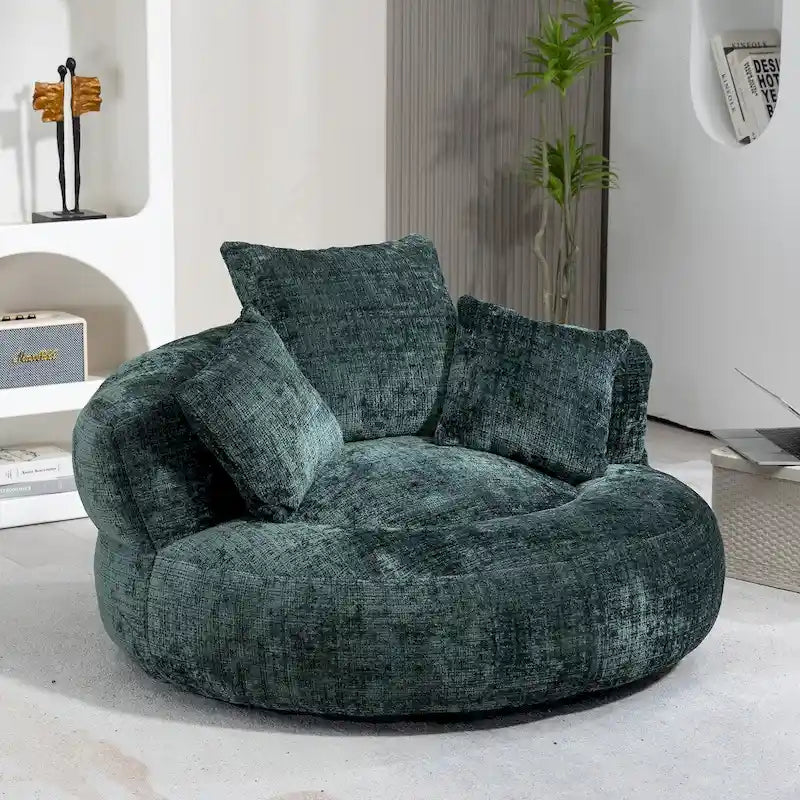 Chenille Upholstered High Back Bean Bag Lounger Chair for Adults